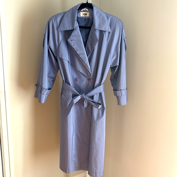 Vintage CPI Central Park International Iridescent Belted Trench Coat Size 10P - Picture 3 of 8